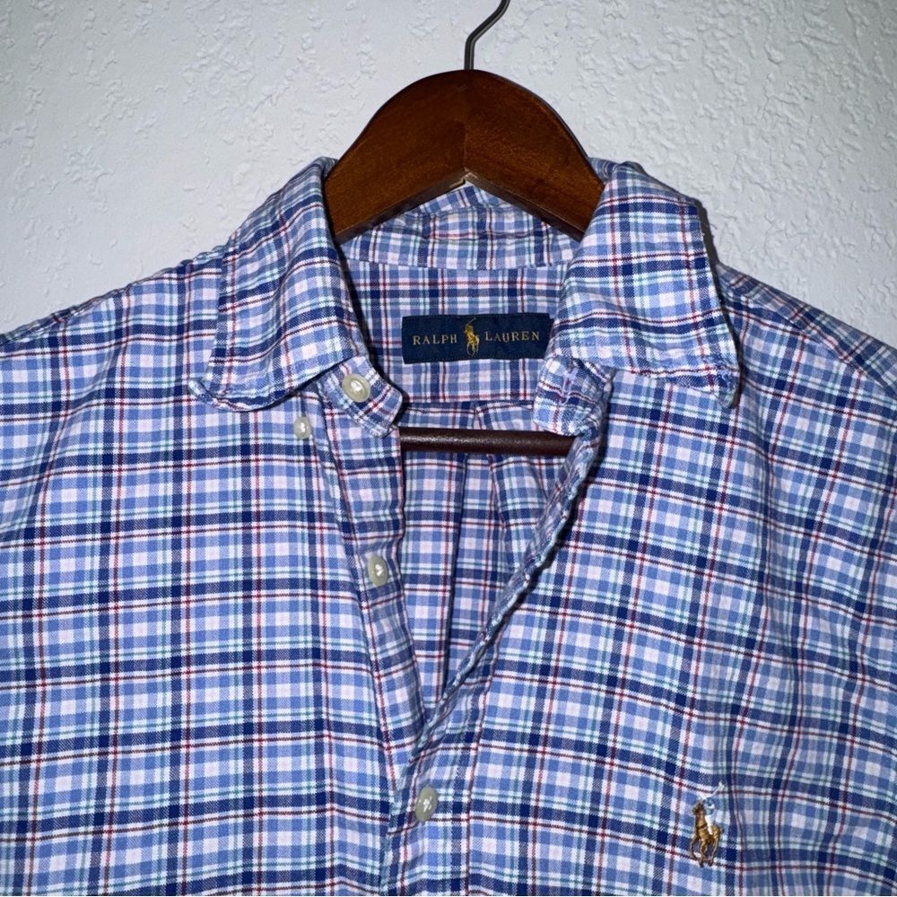 Ralph Lauren Blue Plaid Button Down Shirt - Picture 3 of 8